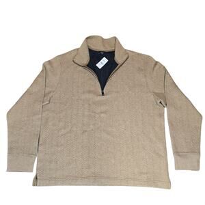 Herringbone Quilted Pullover Express XL Tan Quarter Zip Sweater Mock Neck NWT